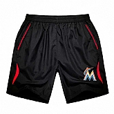 Men's Miami Marlins Black Red Stripe MLB Shorts,baseball caps,new era cap wholesale,wholesale hats
